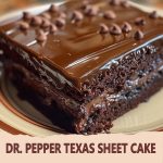 Dr. Pepper Texas Sheet Cake on a plate