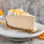 No-Bake Orange Creamsicle Cheesecake on a plate
