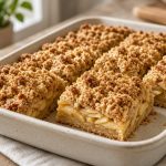 Apple crumb bars with visible cooked apple