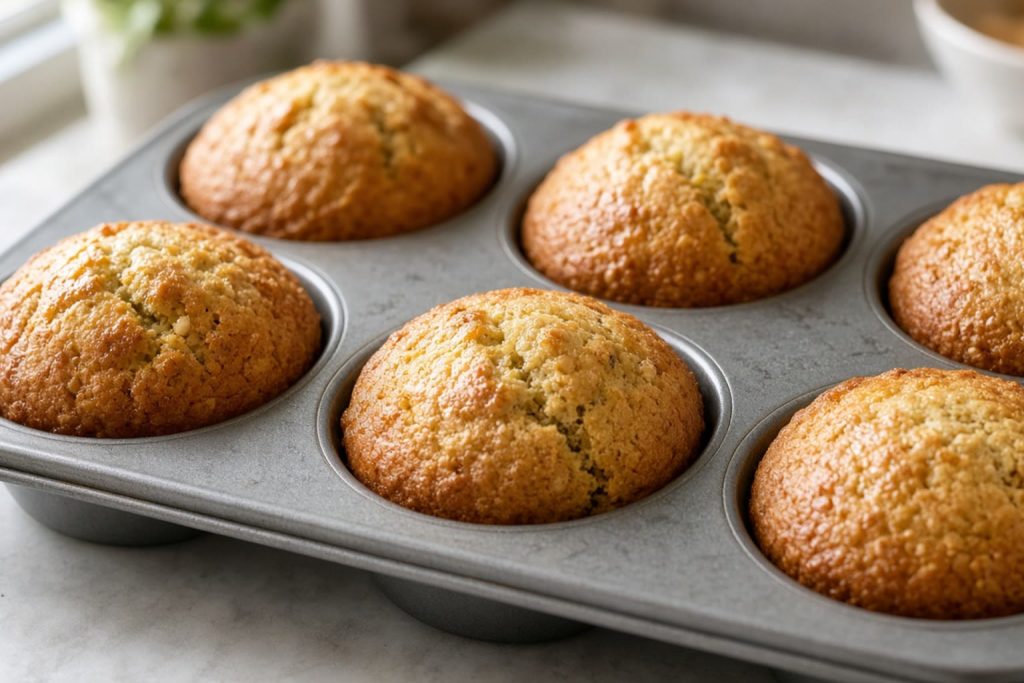 Banana muffins in a tin