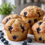 Blueberry muffins with berries in the crumb