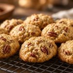 Brown butter pecan cookies on a cooling rack