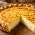 Slice of buttermilk pie with a golden top