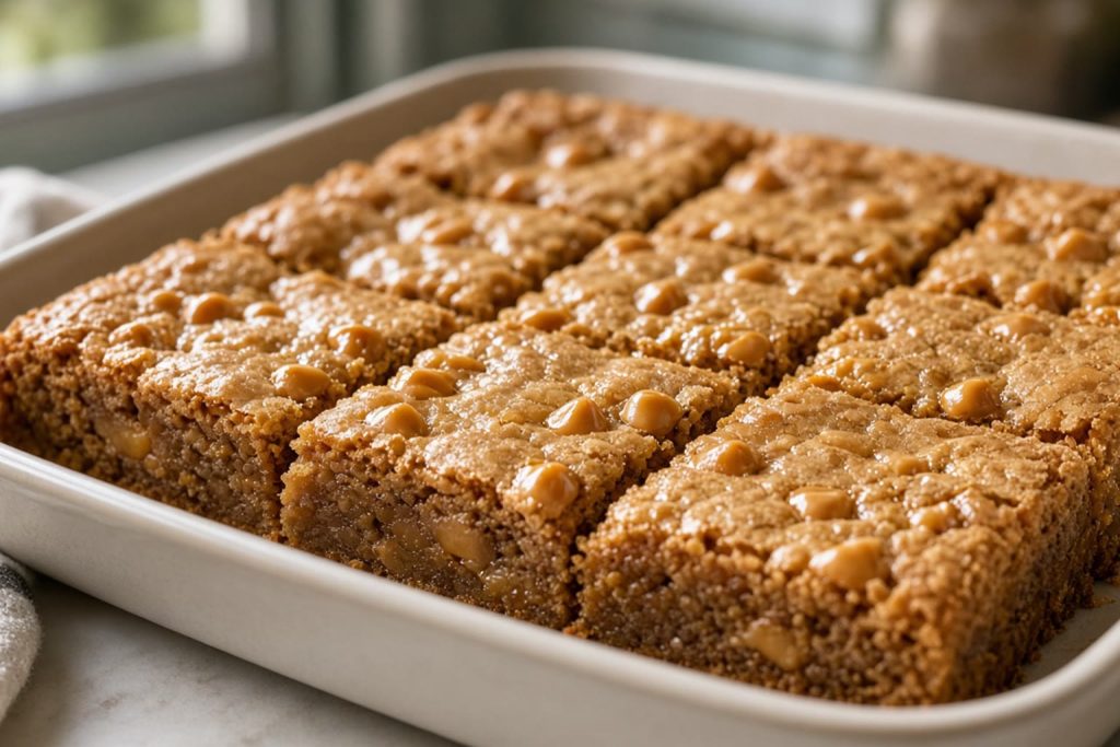 Butterscotch blondies cut into squares