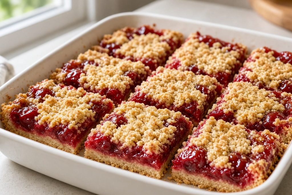 Cherry pie bars with a shortbread base