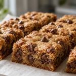Chocolate chip cookie bars cut into squares