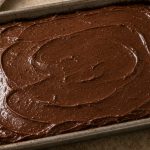 Chocolate cola sheet cake with glossy frosting