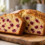 Cranberry orange bread with a bright crumb
