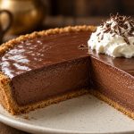 French silk pie with a cream rosette