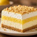 Square of layered lemon lush dessert