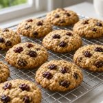 Oatmeal raisin cookies on a cooling rack