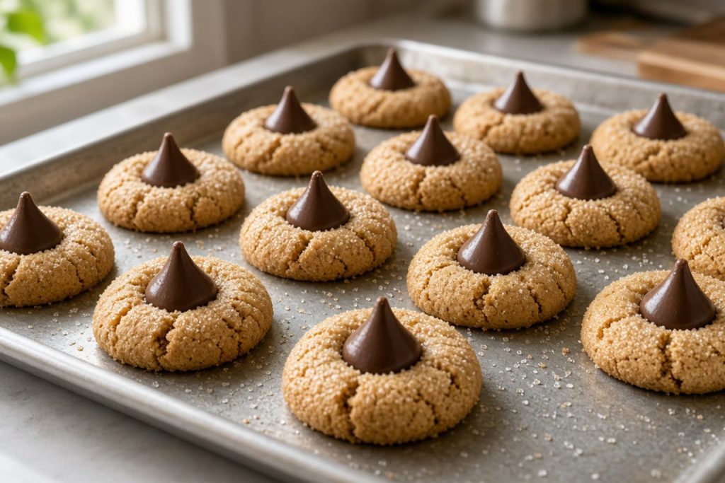 Peanut butter blossoms with chocolate kisses