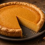 Pumpkin pie with a smooth custard filling and flaky crust