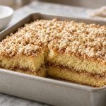 Sour cream coffee cake with a cinnamon ribbon